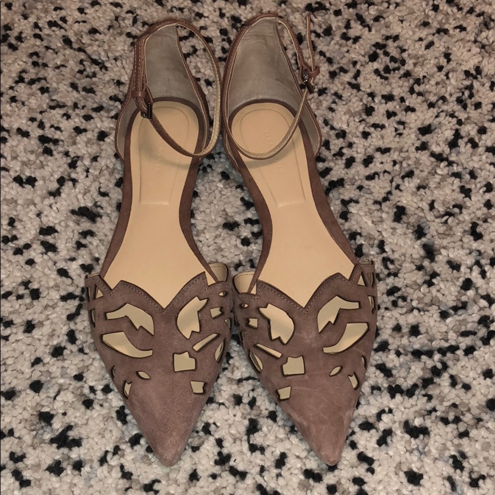 Zara dusty pink suede flat sandals